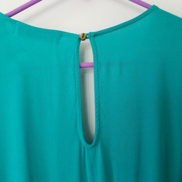 JustFab teal v-neck long sleeve romper - Picture 7 of 8
